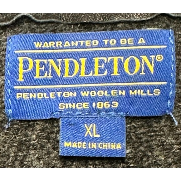 Pendleton Jacket‎ Women's Sz XL Lambs Wool & Leather Grey & Black Front Pockets - Picture 6 of 12